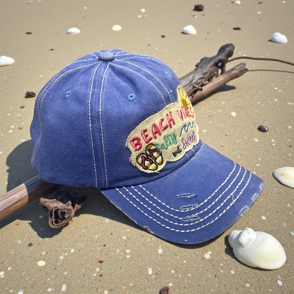 NWT Bright Blue Beach Vibes Cap - Picture 2 of 7